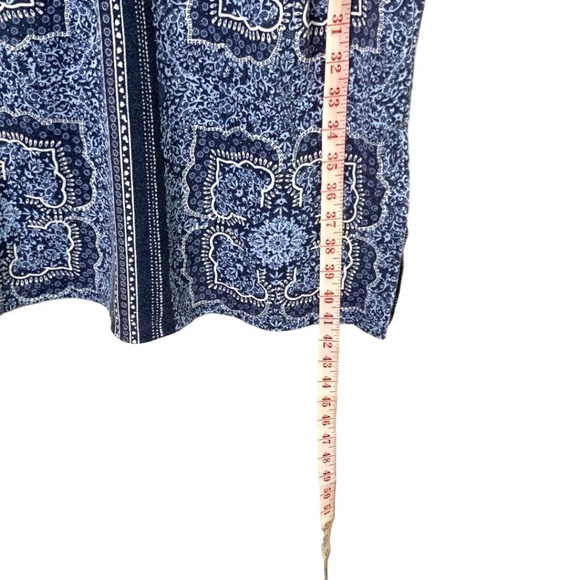 WHITE STUFF Blue Tile Indian Summer Dress  Poly / Linen Blend (No Belt) US Sz 6 - Picture 9 of 13